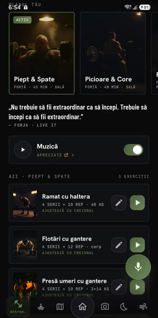 Modulul Antrenament: planuri și exerciții