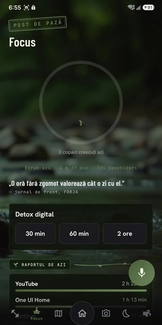 Modulul Focus: detox digital și raportul zilei