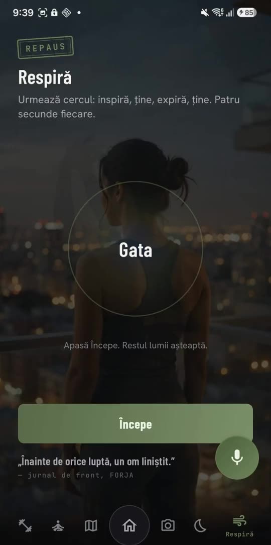 Modulul Respiră: exercițiu ghidat de respirație